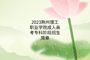 2023荆州理工职业学院成人高考专科阶段招生简章